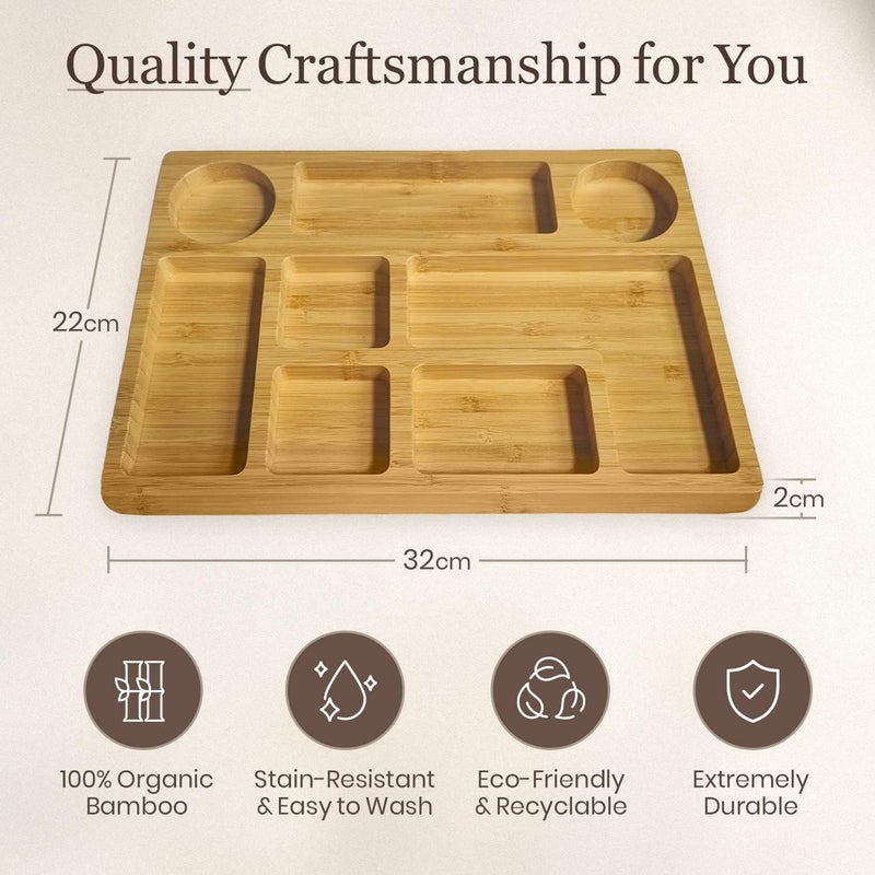 Lukata Grazing Board - Small Charcuterie Board for Snacks Cheese & Appetizers - Durable Bamboo Serving Platter for 2-3 People Parties Guests Picnics - 12.6''x 8.7''x 0.8'' - Image 5